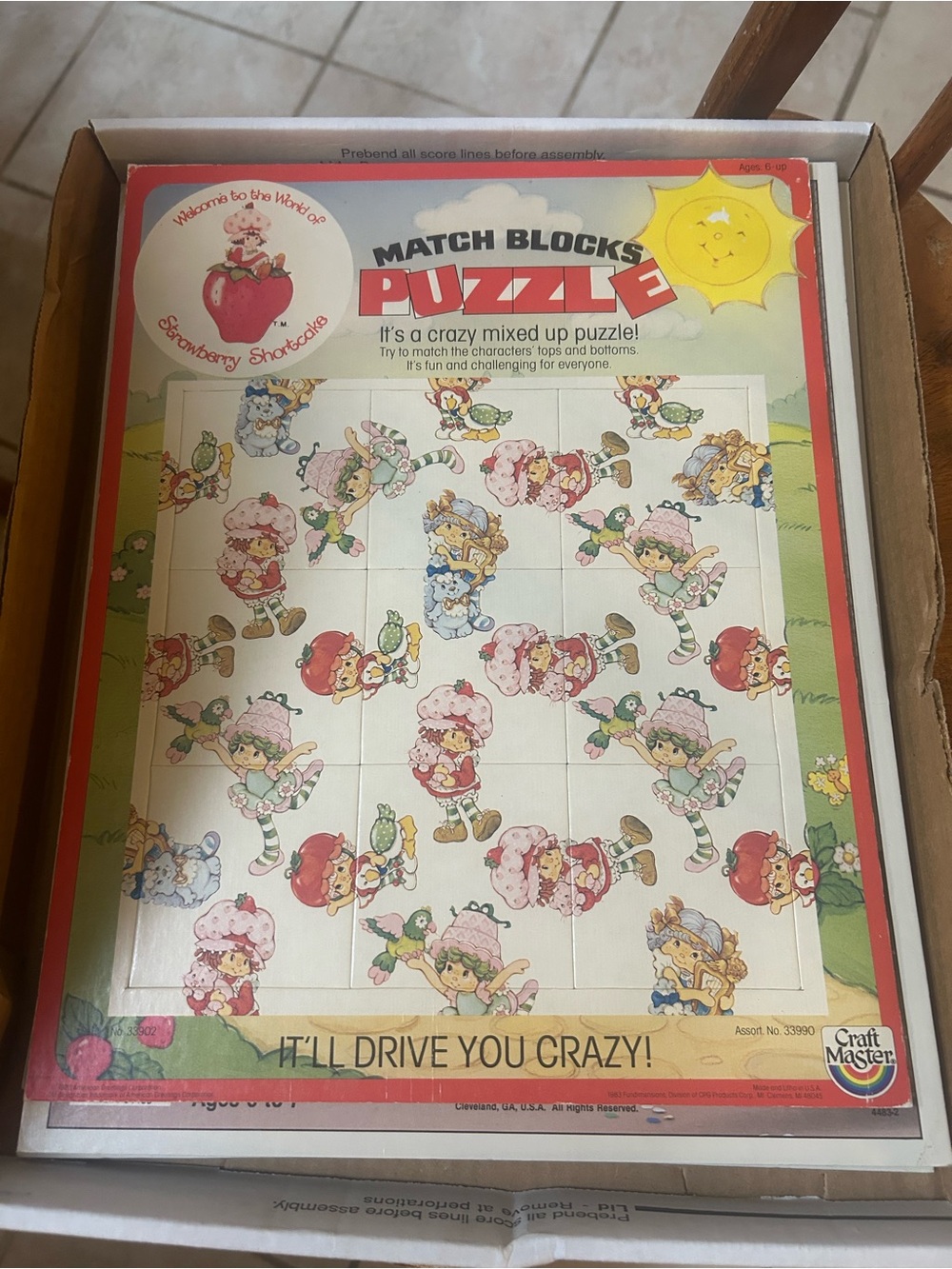 Strawberry Shortcake Match Blocks Puzzle – Red, Pink, White